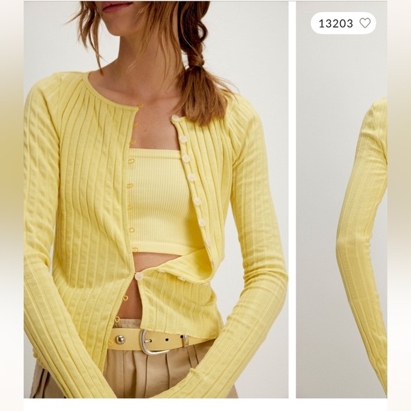 Free People Tilly Long Sleeve Cardi, Mellow Yellow, S, NWOT - Picture 1 of 6